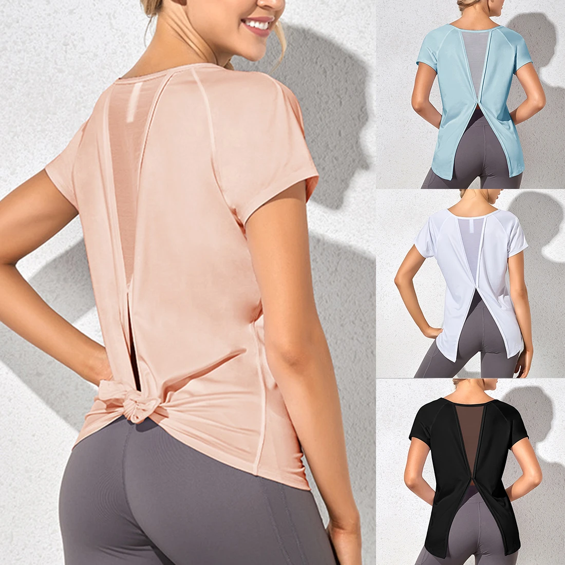 Yoga Shirt Women Loose Long Sleeve T-shirt Mesh Back Sports Sweatshirt Split yoga Top Activewear Workout Fitness Female Tee