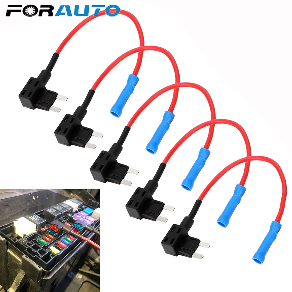 FORAUTO 5 Pcs APM Tap Mini Blade Micro Add-a-Circuit Adapter 12V Car Fuse box Holder Auto Motri Insurance ATM Adapter