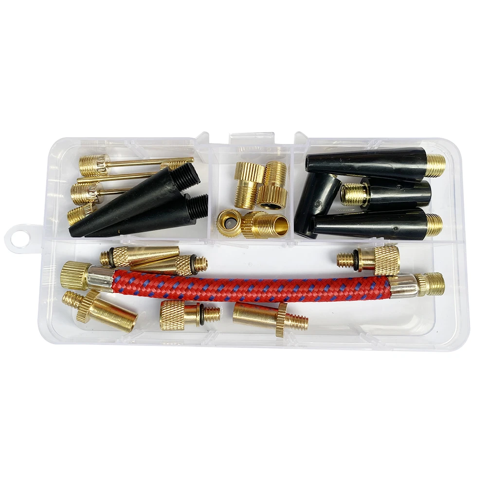 21pcs/set Bicycle Tire Inflatable Tube Needle Air Hose Adapter Kits Bicycle Repair Tools Connector Pump Basketball Valve