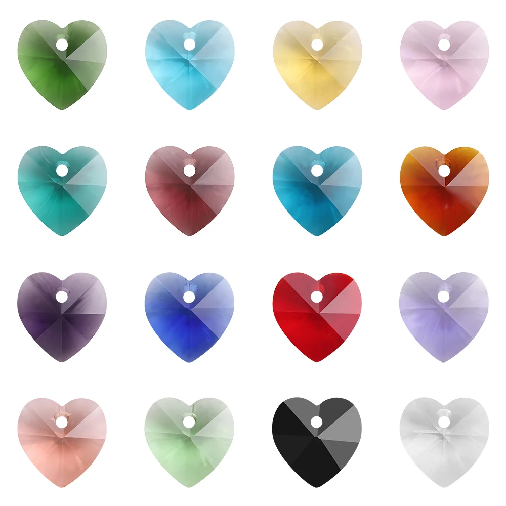 Charms Glass Crystal Heart Faceted Beads Loose Spacer DIY 10/14mm Czech Beads Crafts Material Supplies for Jewelry Wholesale