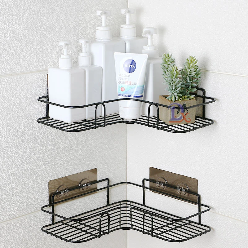 Bathroom Accessories Bathroom Shelf Storage Rack Stainless Punch-Free Firm Shower Fitted Wall Storage Kitchen Organizer Rack