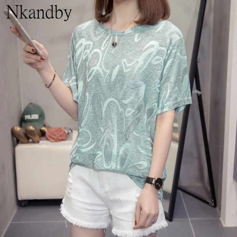 Nkandby Chic Tops For Women 2021 Summer Trendy Loose Short Sleeve Pattern Aesthetic Ulzzang Korean T-shirt Oversized Clothes