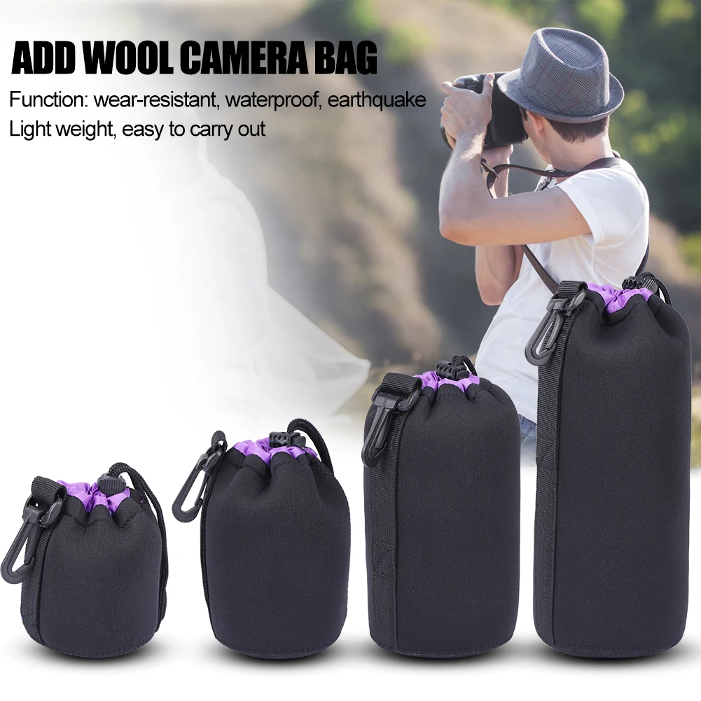 SLR Camera Set Lens Pouch Protective Bag Carrying Handheld Drawstring Shockproof Soft Camera Elements for Neoprene