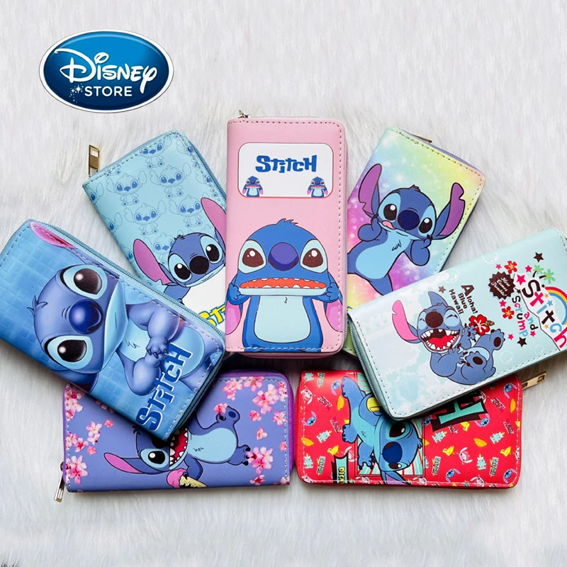 Disney Lilo & Stitch Long Wallets For Women Anime Stitch PU Leather Purse Female Pouch Handbag Coin Purse Card Holders Clutch