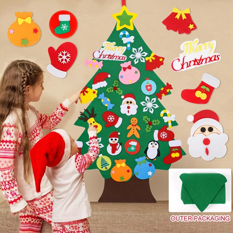 Kids DIY Felt Christmas Tree Merry Christmas Decorations For Home 2021 Christmas Ornaments Navidad 2022 New Year Gifts Xmas Tree