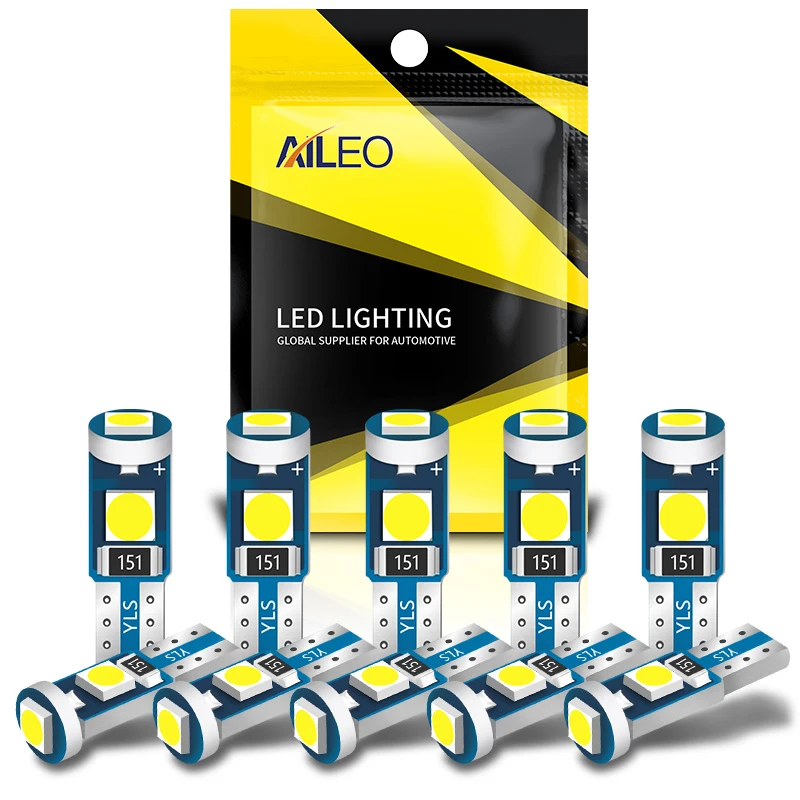 AILEO 10pcs High Bright T5 W1.2W  W3W LED For Air conditioner button light Instrument Lights Dashboard Warning Indicator Button