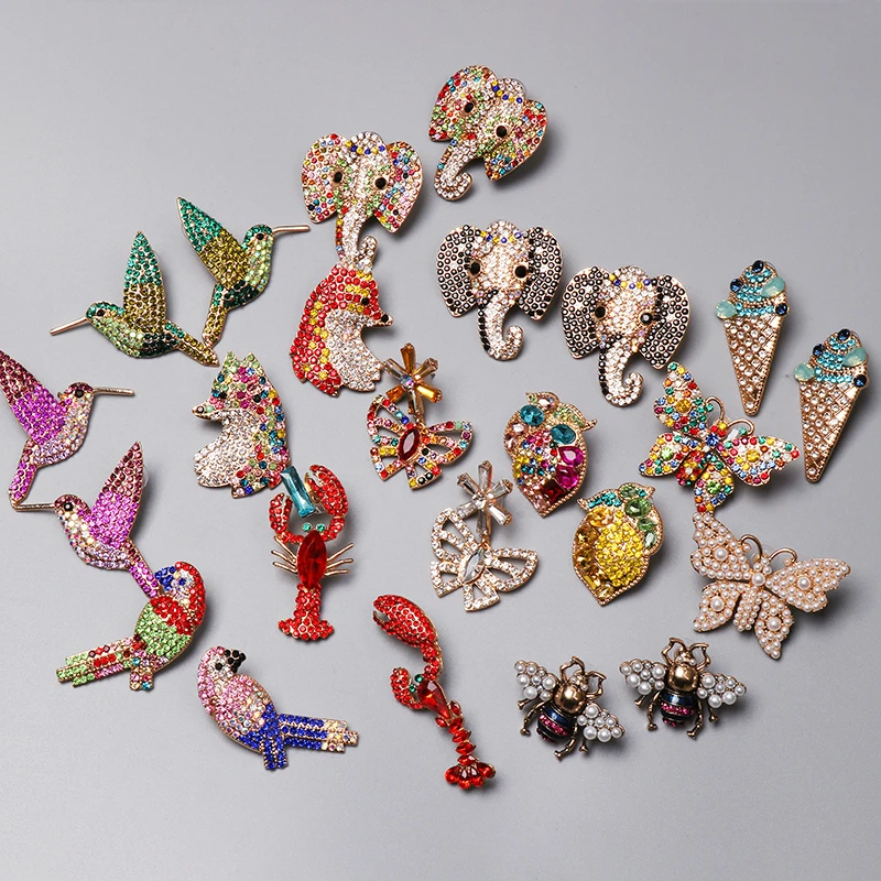 Wholesale JUJIA Vintage Butterfly Lobster Earrings Rhinestone Animal Drop Earrings Female Women Birthday Party Jewelry Girls