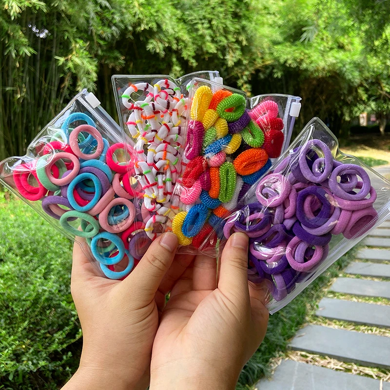 50/Set Girl Candy Color Hair band Small Elasticity Rubber Band Nylon Thickened Headband Children Ponytail Fixer Hair Accessories