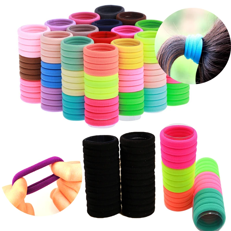 30/50/100pcs Colorful Elastic Hair Bands for Women Girls Hair Rubber Band Rope Ties Gum Black Ponytail Holder Hair Accessories