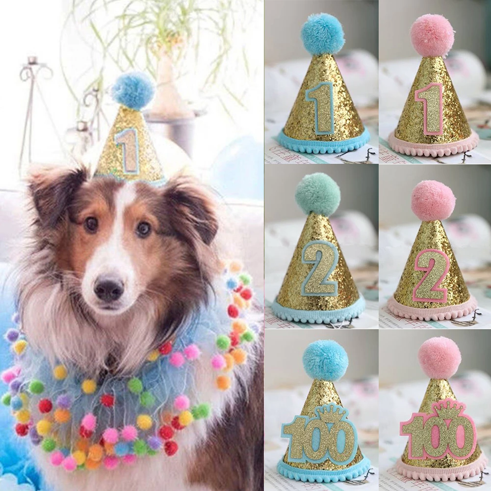 High quality Headwear Birthday Pet Sequins Dog Puppy Party Costume Cat Hat Accessory