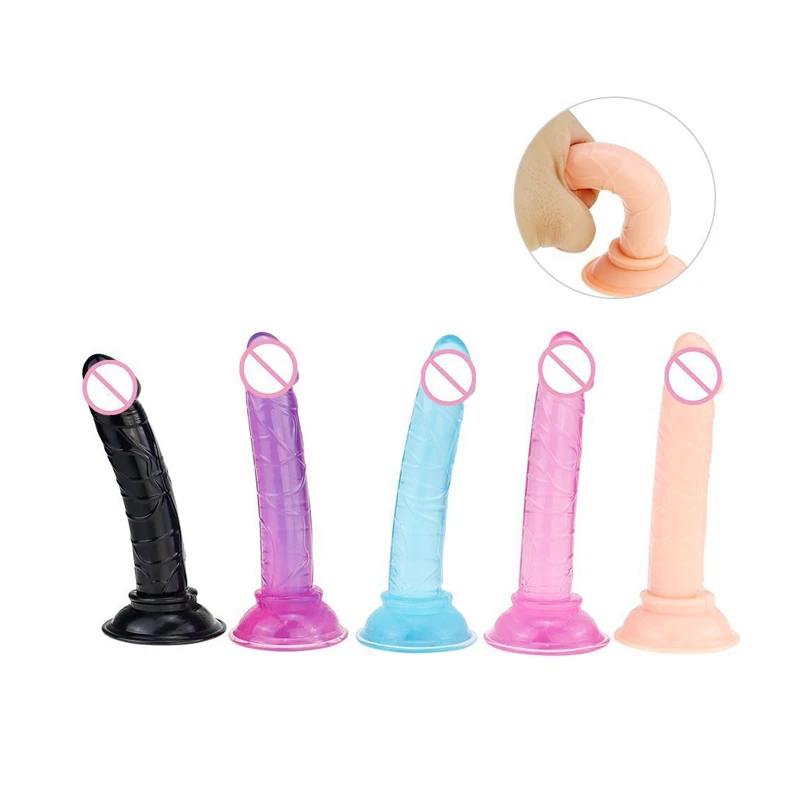 Porno Mini Jelly Dildo For Woman Small Penis Sex Toy Sucker Penis Crystal Transparent Quality TPE Sex Toys Female Sex Shop