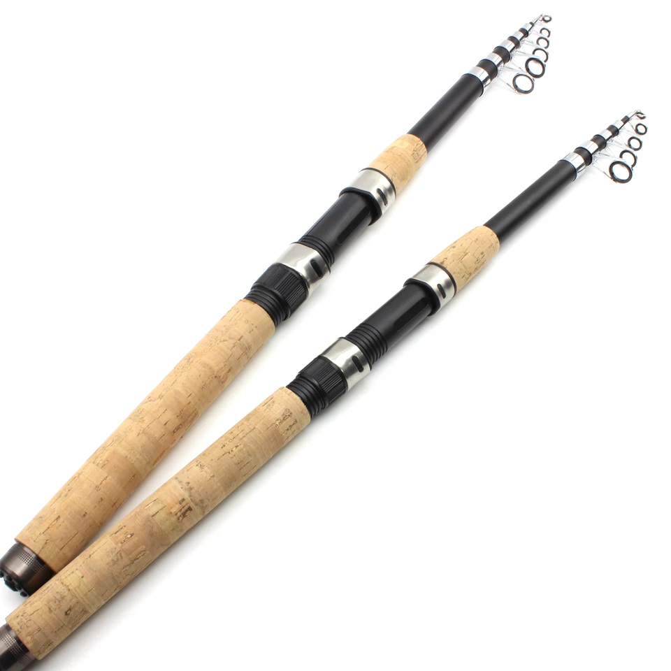 2.4m 2.7m 3.0m 3.6m Telescopic Spinning Fishing Rod carbon wooden handle carp fishing pole sea rock fishing rod test 30-150g