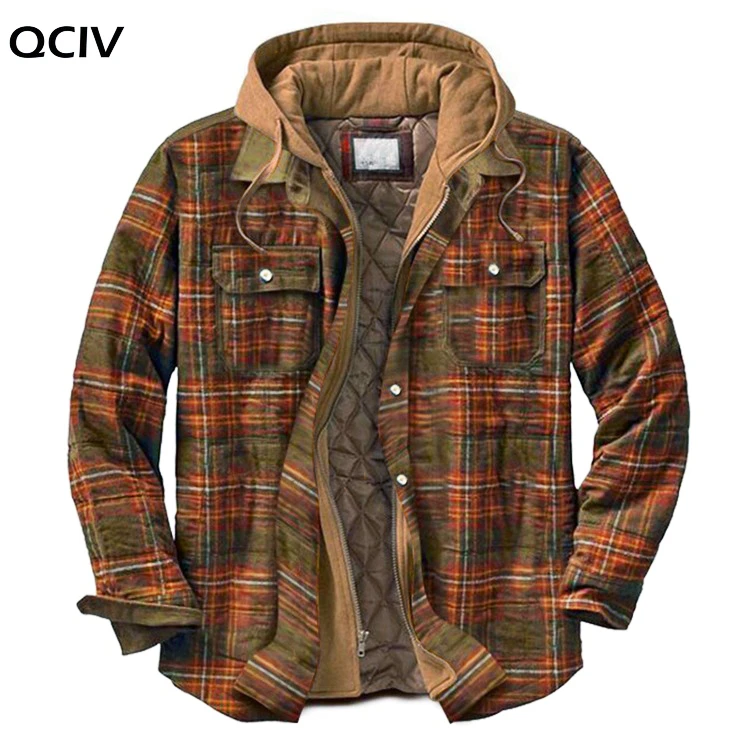 New style shirt European and American autumn and winter thick cotton plaid long-sleeved loose hooded jacket jacket