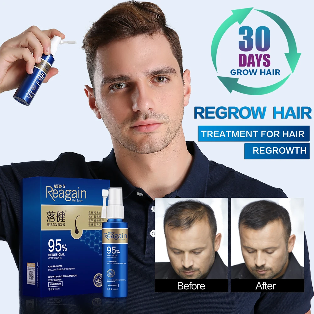 Hair Rapid Growth Spray for Men's Body and Chest and Eyebrows and Beard Thick Hair Treatment Loss Product 60ml and 20ml