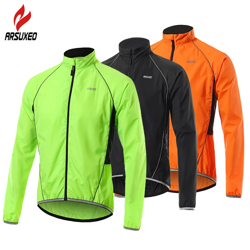 ARSUXEO Ultralight Reflective Men Cycling Jacket Windproof Waterproof Road Mountain MTB Bike Bicycle Jacket Running Wind Jacket