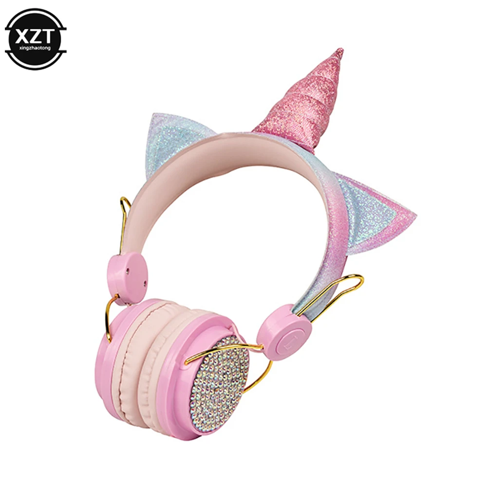 Cute Unicorn Wired Headphone With Microphone Girls Daugther Music Stereo 3.5mm Earphone for IPhone X Computer Headset Kids Gift