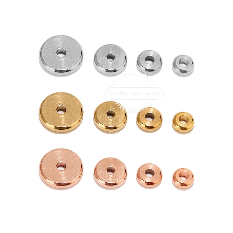 20pcs Stainless Steel Flat Round Beads Loose Spacer Beads for Jewelry Making Bracelet Necklace Supplies 4/5/6/8/10mm Rose Gold