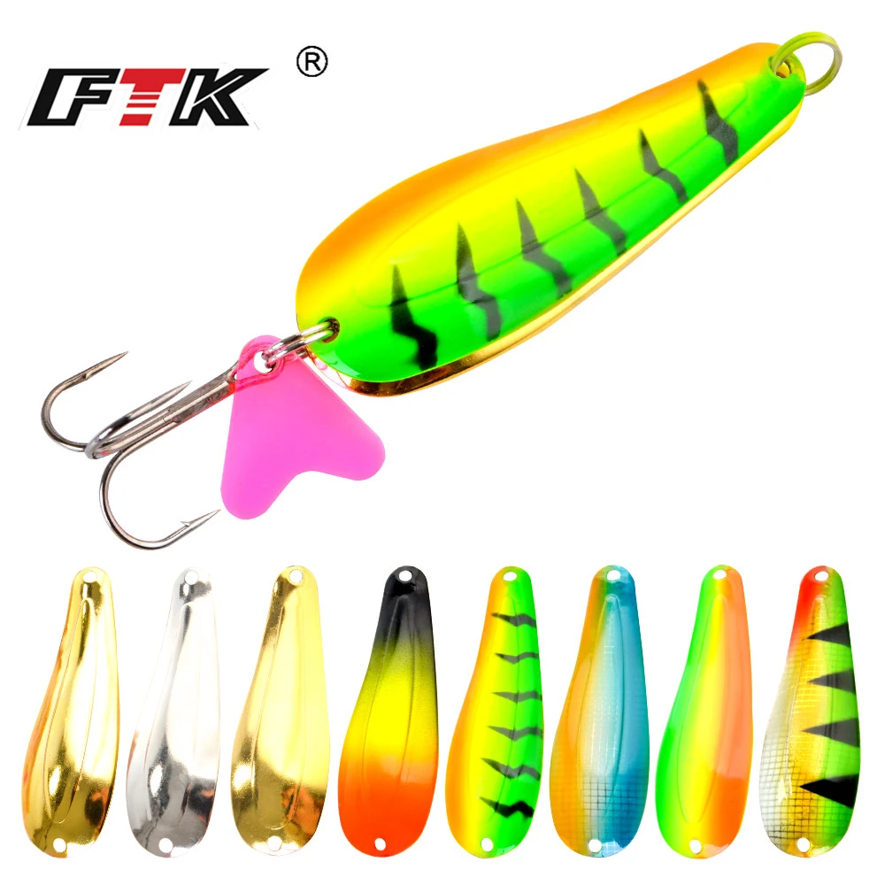 1PC 8Colors Spinner Fishing Lure Metal Hard Baits Spoon 8cm/25g With #1-#1/0 35647-BN Hook Sequin Paillette Wobbler Pesca Tackle