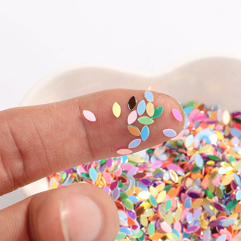 10g/Lot Size 2x4mm Oval Rice Sequin Horse Eyes Shape Sequins Paillettes for Nail manicure/wedding decoration confetti DIY Craft