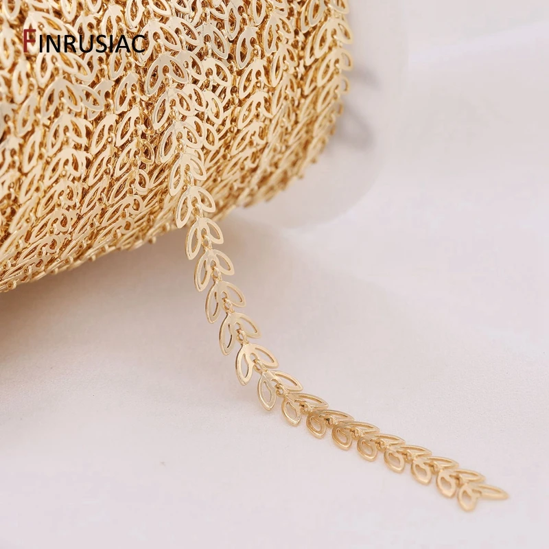 Supplies For Jewelry 14k Real Gold Plated 6mm Hollow Leaf Chain For Jewellery Making DIY Bracelets Necklace Earrings Making