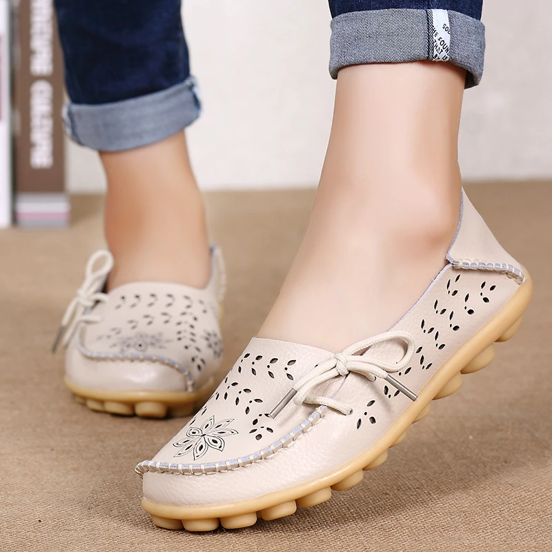 Sneakers Women Candy Color Women Platform Shoes Floral Pattern Hollow Out Summer Garden Work Casua Footwear Soft Leather Durable