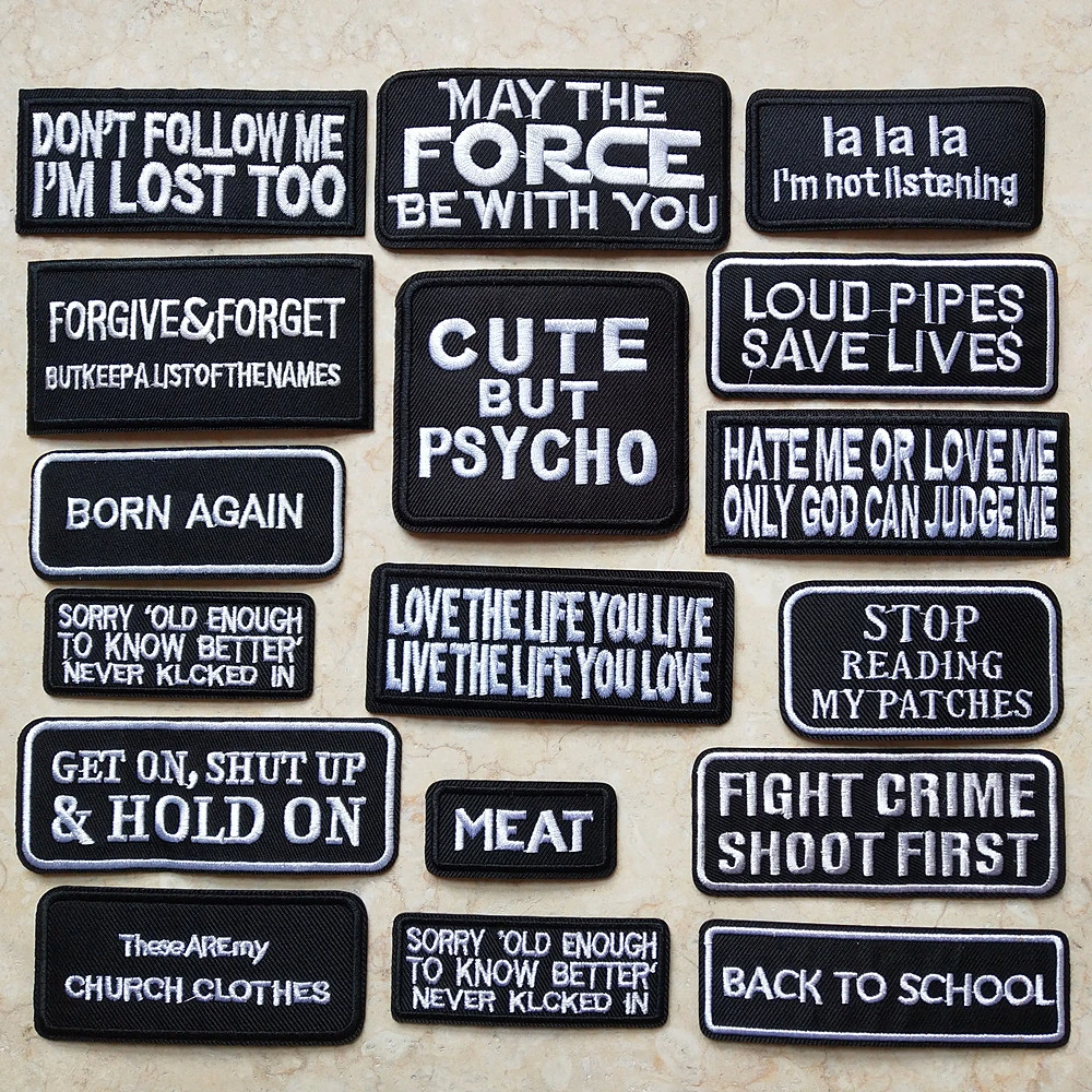 Black and White English Alphabet Patches Iron on Letters Embroidery Patch For Clothing Jeans Jacket Embroidered Stickers Badges