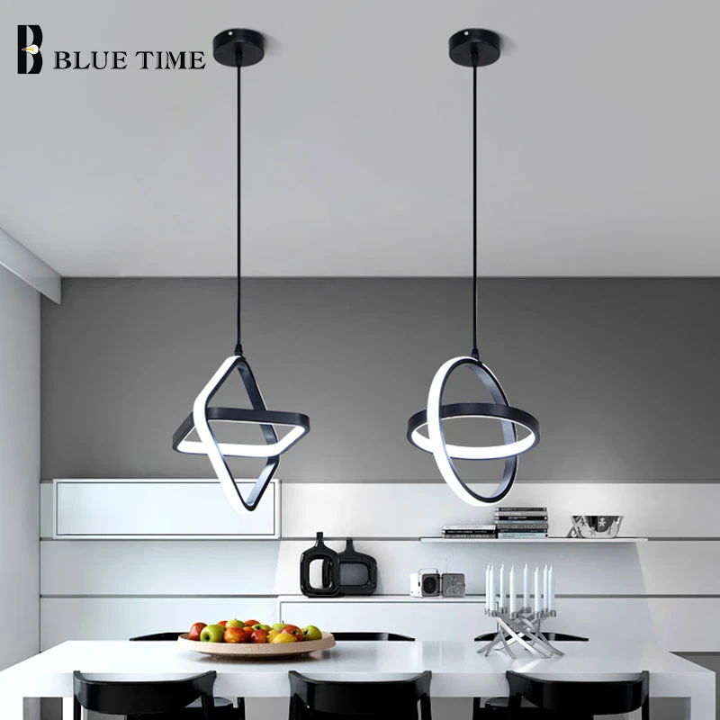 Modern Led Pendant Light Black&White Creative Chandelier Pendant Lamp for Dining room Kitchen Bedside Light Bedroom Hanging Lamp