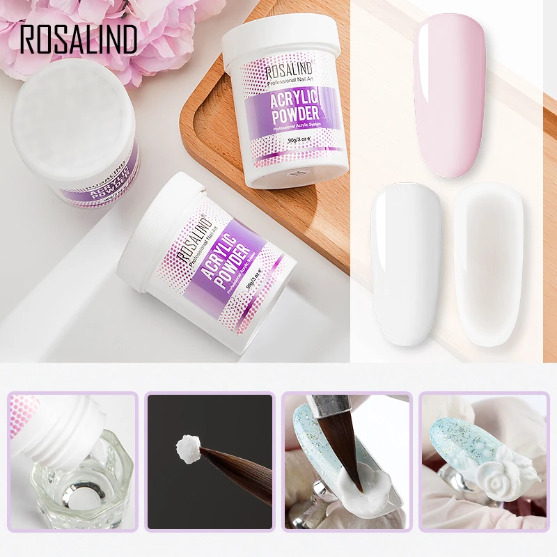 ROSALIND Acrylic Powder Gel For Nail Extension Nail Carving Crystal Polymer Acrylic Powder For Nails Art