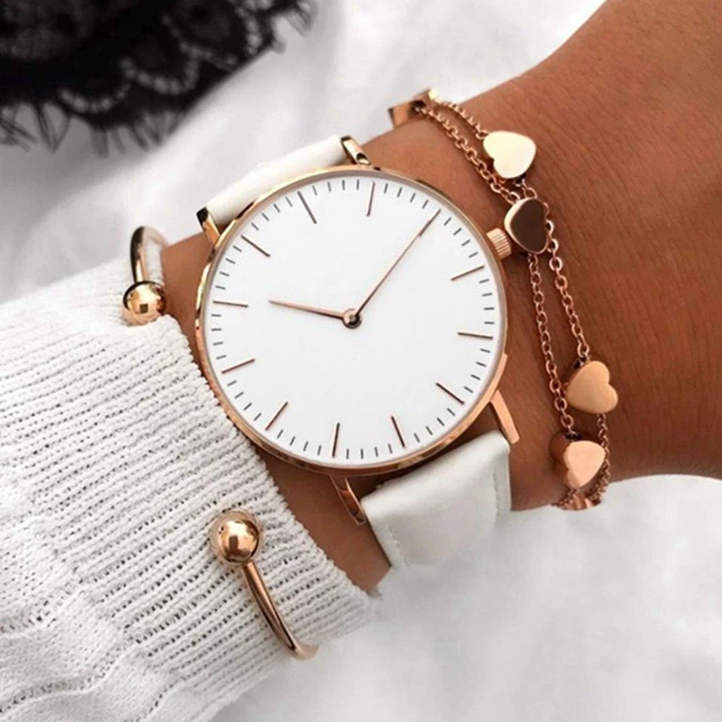 Luxury Fashion Watch Women Leather Watch Ladies Simple Quartz Bracelet Wrist Watch Women's Clock Zegarek Damski 2021 Reloj