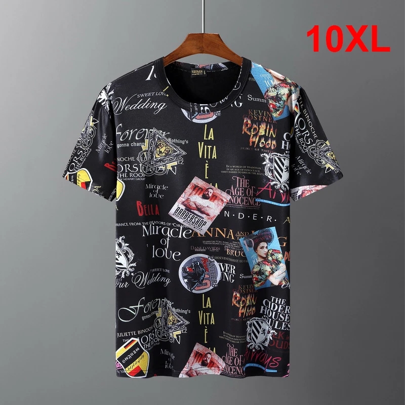 Oversize T-shirts Men Big Size 10XL Tops Tees Hip Hop Casual Print Tshirts Plus Size 9XL 10XL Summer Clothes Oversize HX350