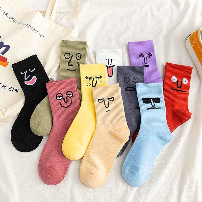 1 Pair Korea Funky Harajuku Trend Women Candy Colors Casual Funny Socks Girl Kawaii Socks Unisex Surprise Mid Women Crew Socks