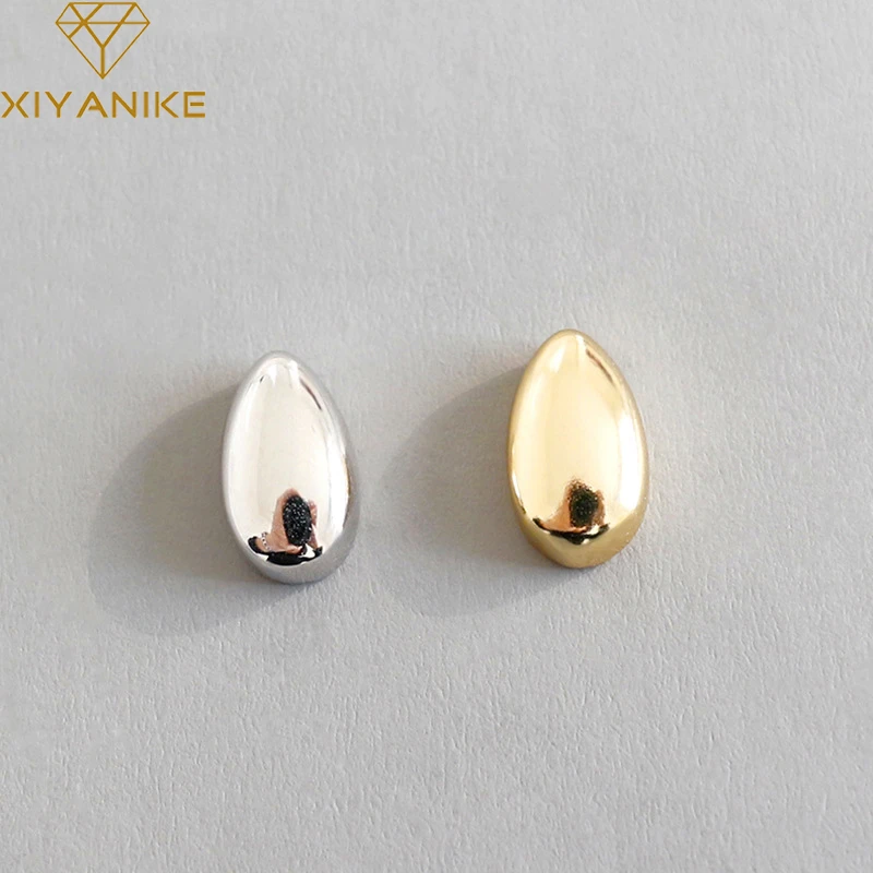XIYANIKE 925 Sterling Silver Geometric Oval Drop-shaped Stud Earrings Women Simple Fashion Smooth Temperament Elegant Jewelry