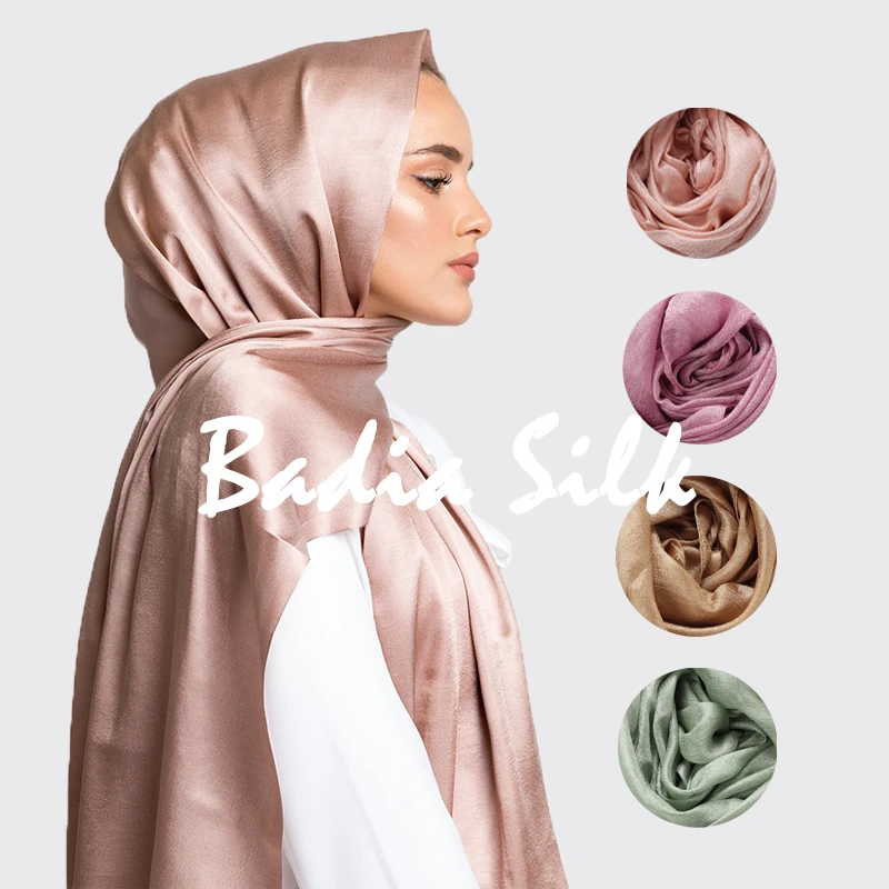 One Piece Solid Plain Shinny Scarf Oversize Islam Shawl Head Wraps Soft Long Muslim Silk Linen Shimmer Hijabs