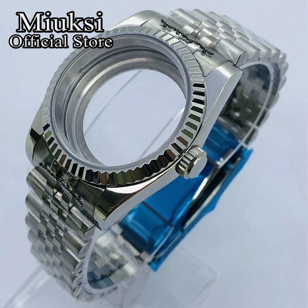 Miuksi 36mm/40mm sapphire glass case jubilee bracelet fit NH35 NH36 ETA2836 Mingzhu DG2813 3804 Miyota 8205 8215 821A movement
