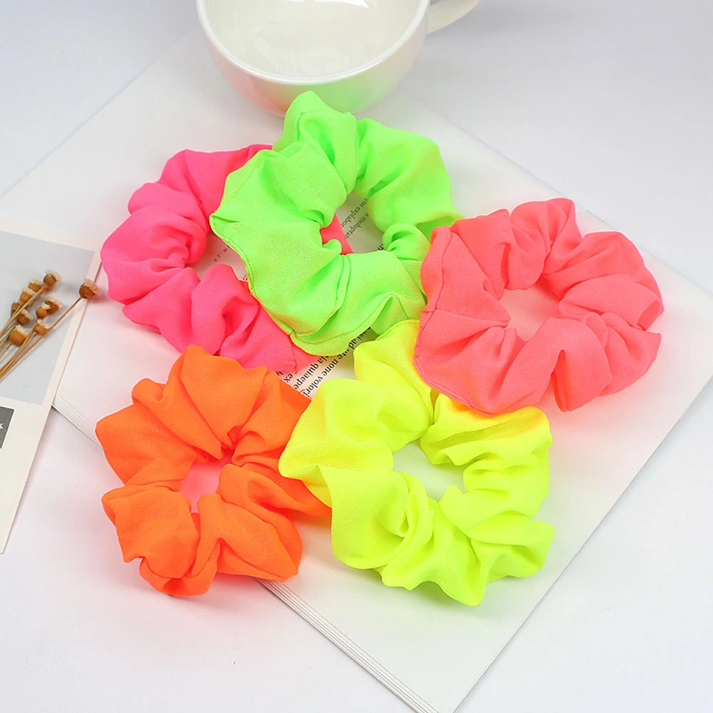 Hair Accessories Neon Scrunchies Elastic Hair Ties Colorful Ponytail Holders Pink Green Orange Candy Color Bright hair Rope