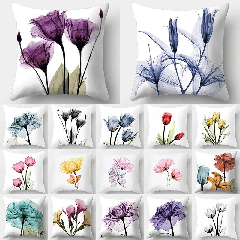 watercolor flower Pattern Decorative Cushions Pillowcase Polyester Cushion Cover Throw Pillow Sofa Decoration Pillowcover 40918