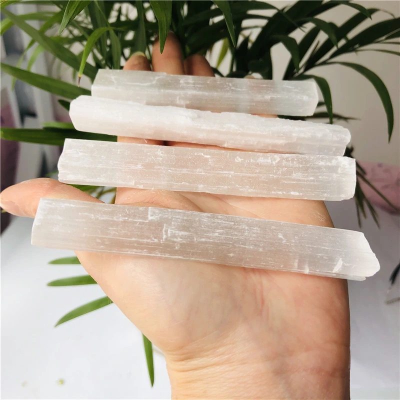 4pcs Natural white selenite gypsum rod with irregular reiki mineral specimens healing crystal rod