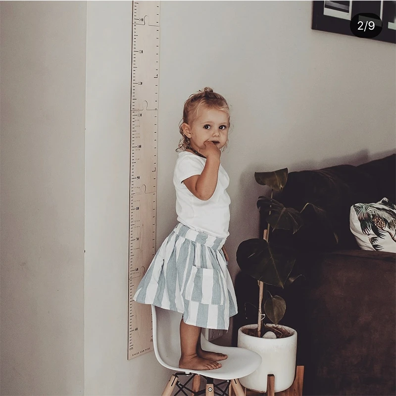 Nordic Wooden Kids Height Growth Chart Ruler Baby Children Height Gauge Room Decoration Wall Meter Measurement Stickers 60-210CM