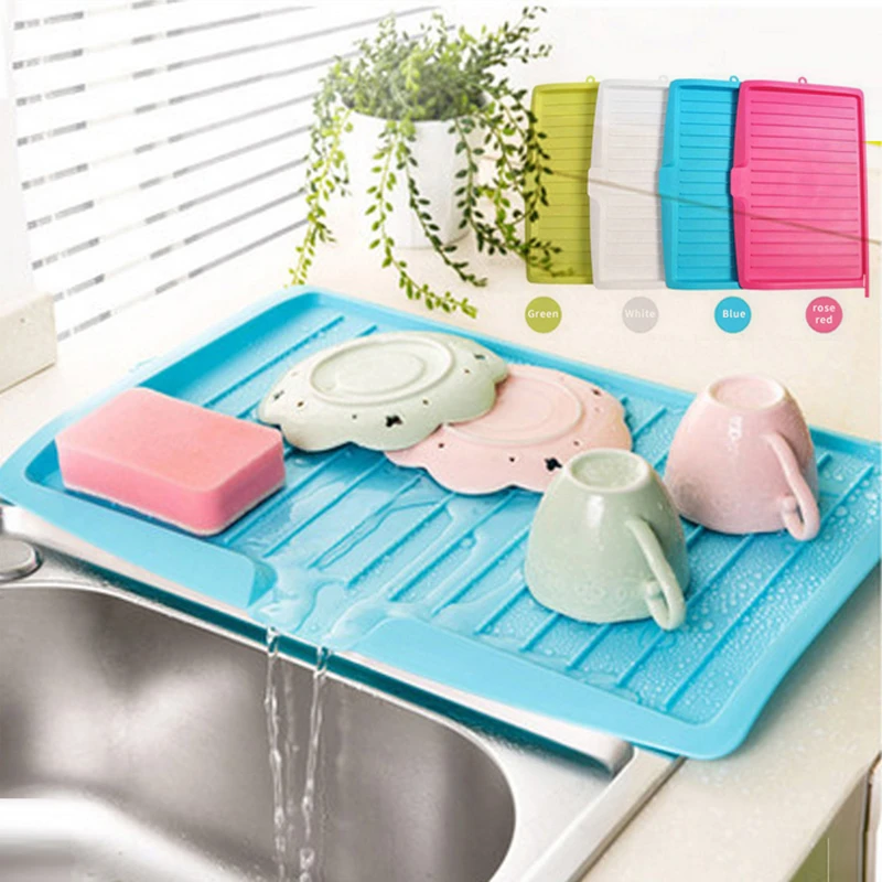 Kitchen Cutlery Filter Plate Plastic Dish Drainer Tray Bowl Cup Drainer Dishes Sink Drain Rack Drain Board Tea Tray Kitchen Tool