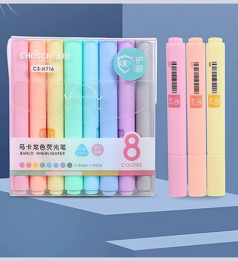 8Pcs/set Macaron series Creative Fluorescent Pen Highlighter Pencil Candy Color Drawing Marker