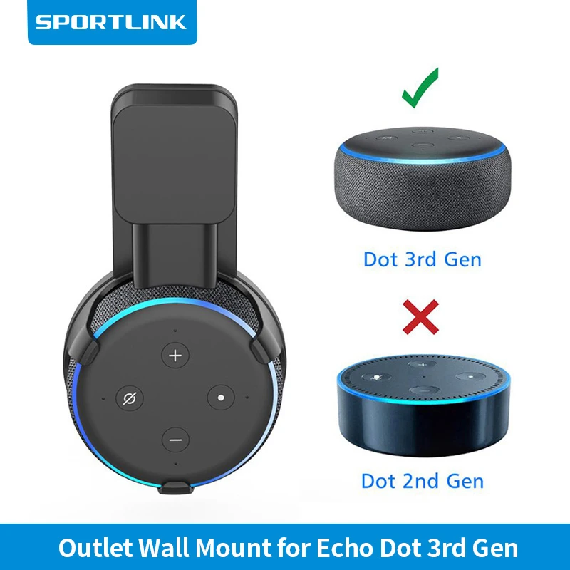 SPORTLINK Outlet Wall Mount Hanger Holder Stand Space Saving for Alexa Echo Dot 3rd Generation and Other Round Voice Assistants