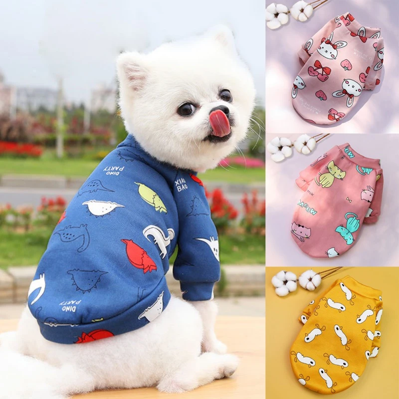 15 Styles Small Dog Hoodie Print Coat Winter Warm Pet Clothes for Chihuahua Shih Tzu Sweatshirt Puppy Cat Pug Dog Clothing