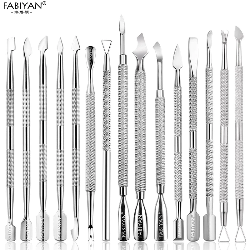 Stainless Steel Cuticle Pusher Remover Spoon Trimmer Metal Double Sided Finger Dead Skin Push Nail Art Manicure Pedicure Tool