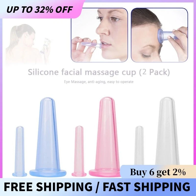 2PCS Silicone Cupping Suction Can Vacuum Face Massage Cup Face Leg Arm Relaxation Massage Cup Health Care Tool