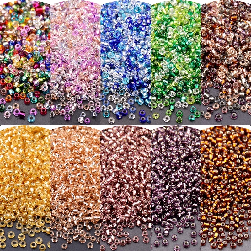 Multi Size 1.5mm 2mm 3mm 4mm Czech Silver Lined Glass Seed Beads 15/0 12/0 8/0 6/0 Round Spacer Garments DIY Bead  35 Colors 10g