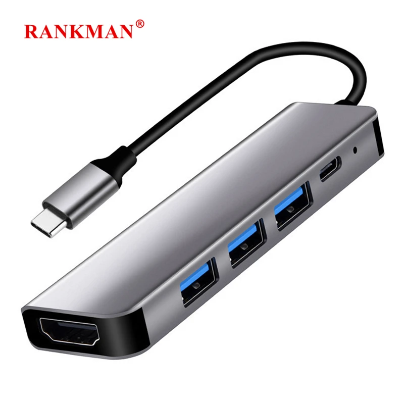 Rankman Type C to HDMI-compatible 4K USB-C 3.0 Adapter Hub for MacBook Samsung S20 Dex Xiaomi 10 OPPO Find X3 Ps5 TV