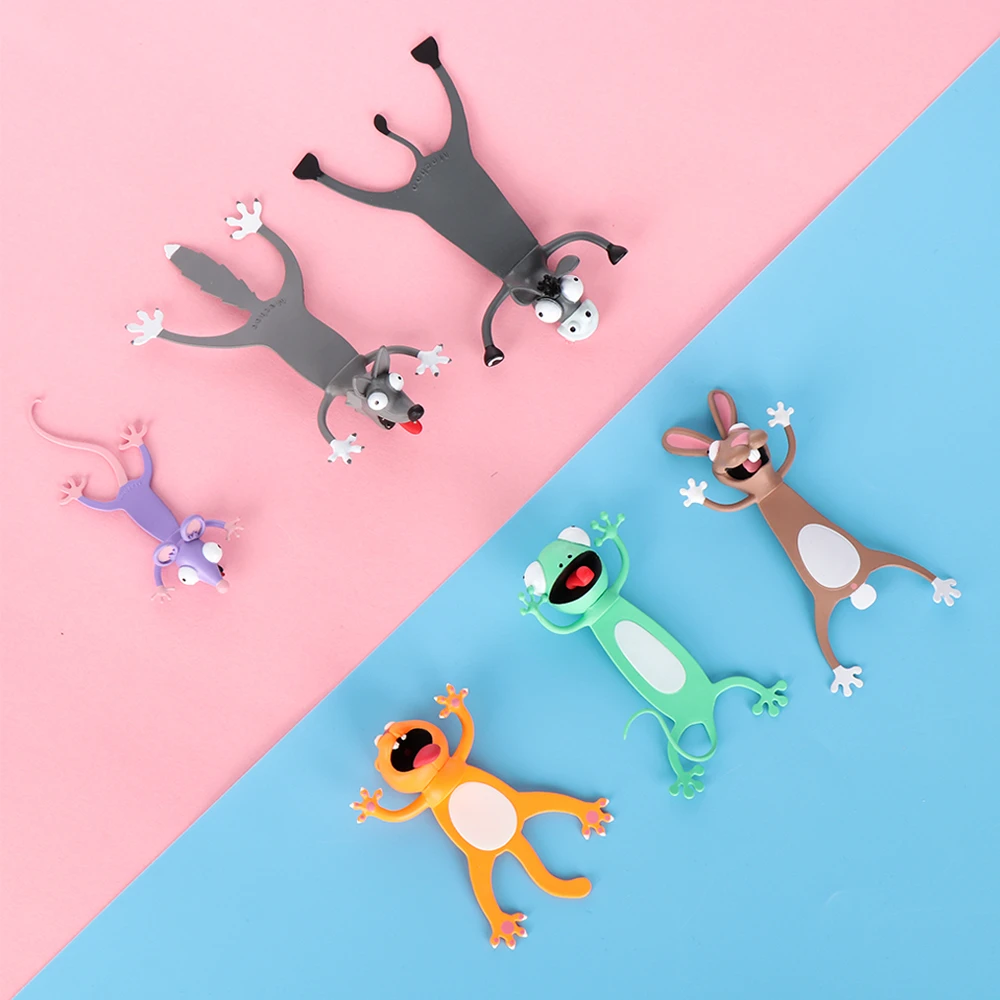 3D Stereo Cartoon Marker Animal Bookmarks Original Cute Cat PVC Material Funny Student School Stationery Children Gift Bookmark