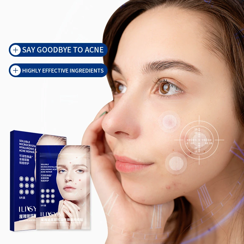 Acne Pimple Patch Stickers Acne Pimple Remove Invisible Hyaluronic Acid Zits Stickers Acne Treatment Blemishes Remover-9 patches