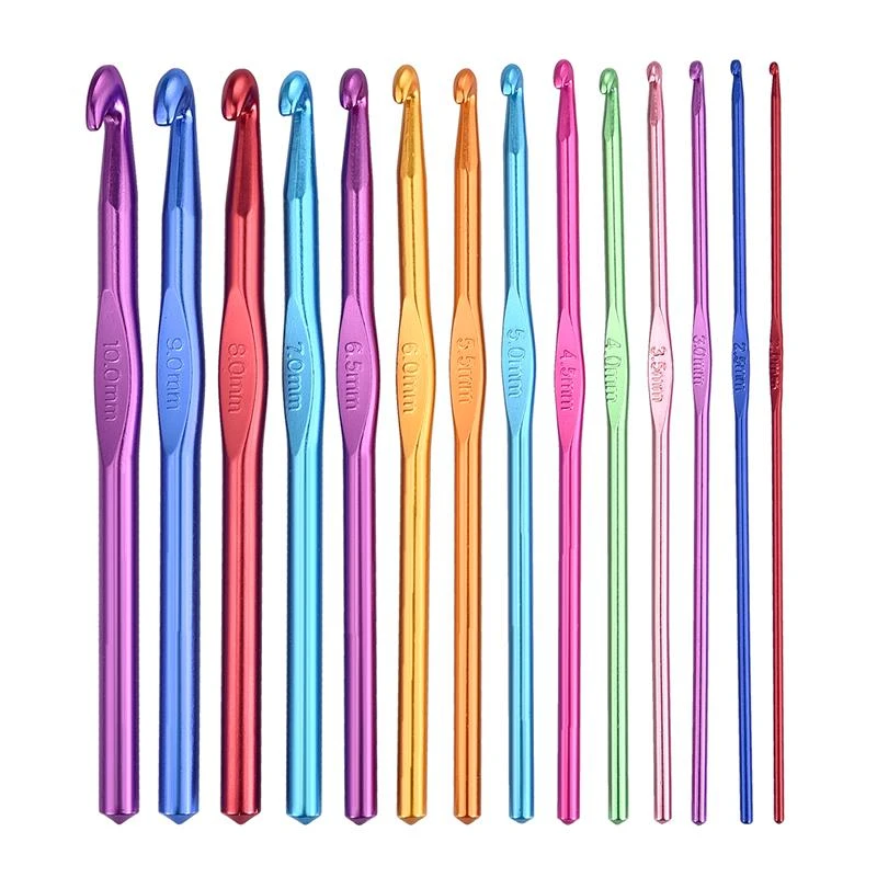 12pcs Metal/Wooden/Plastic Handle Crochet Hook Knitting Needles Set Crocheting Needle Tool Sweater Knitting DIY Crafts