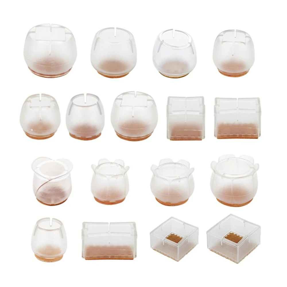 10pcs Silicone Rectangle Square Round Chair Leg Caps Feet Pads Furniture Table Covers Wood Floor Protectors